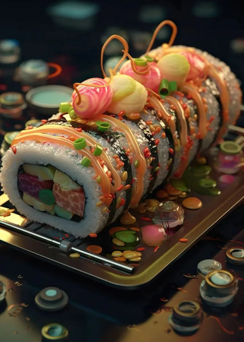 Food Art Canvas Poster – Steak & Sushi Kitchen Wall Décor Canvas Wall Art Qst C 40X60cm No Framed