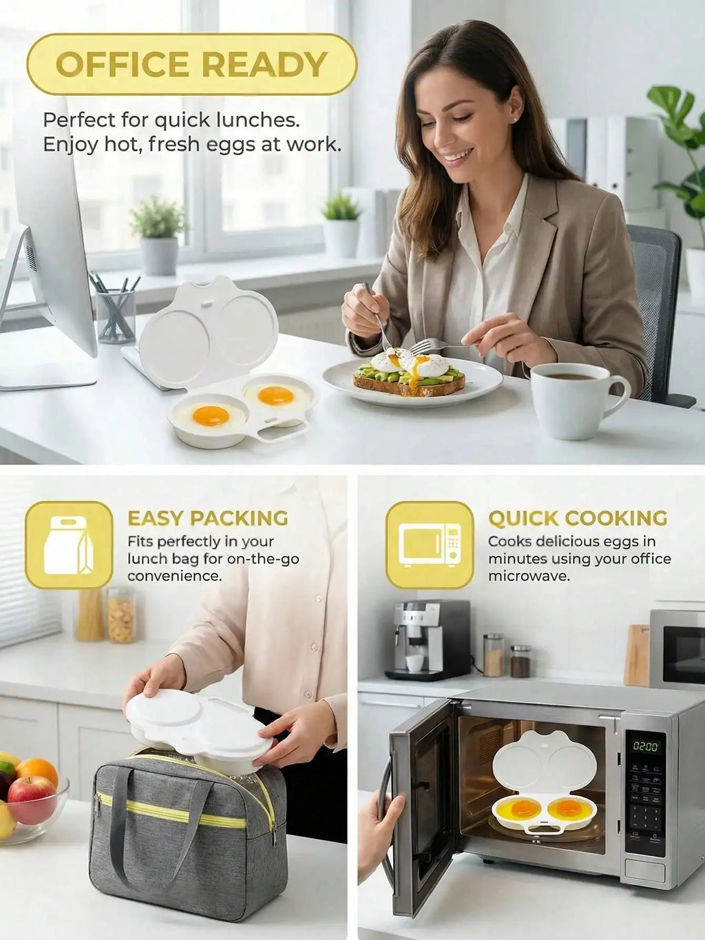 Microwave Egg Boiler Cup | Double-Layer Reusable Non-Electric Microwave Egg Cooker Qme