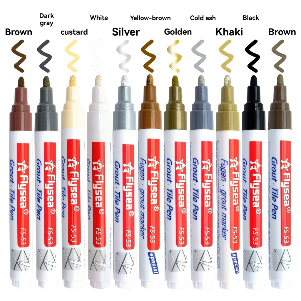 Waterproof Grout Pen Tile Marker – 10 Pack, 18 Colours Grout Repair Pen Qme