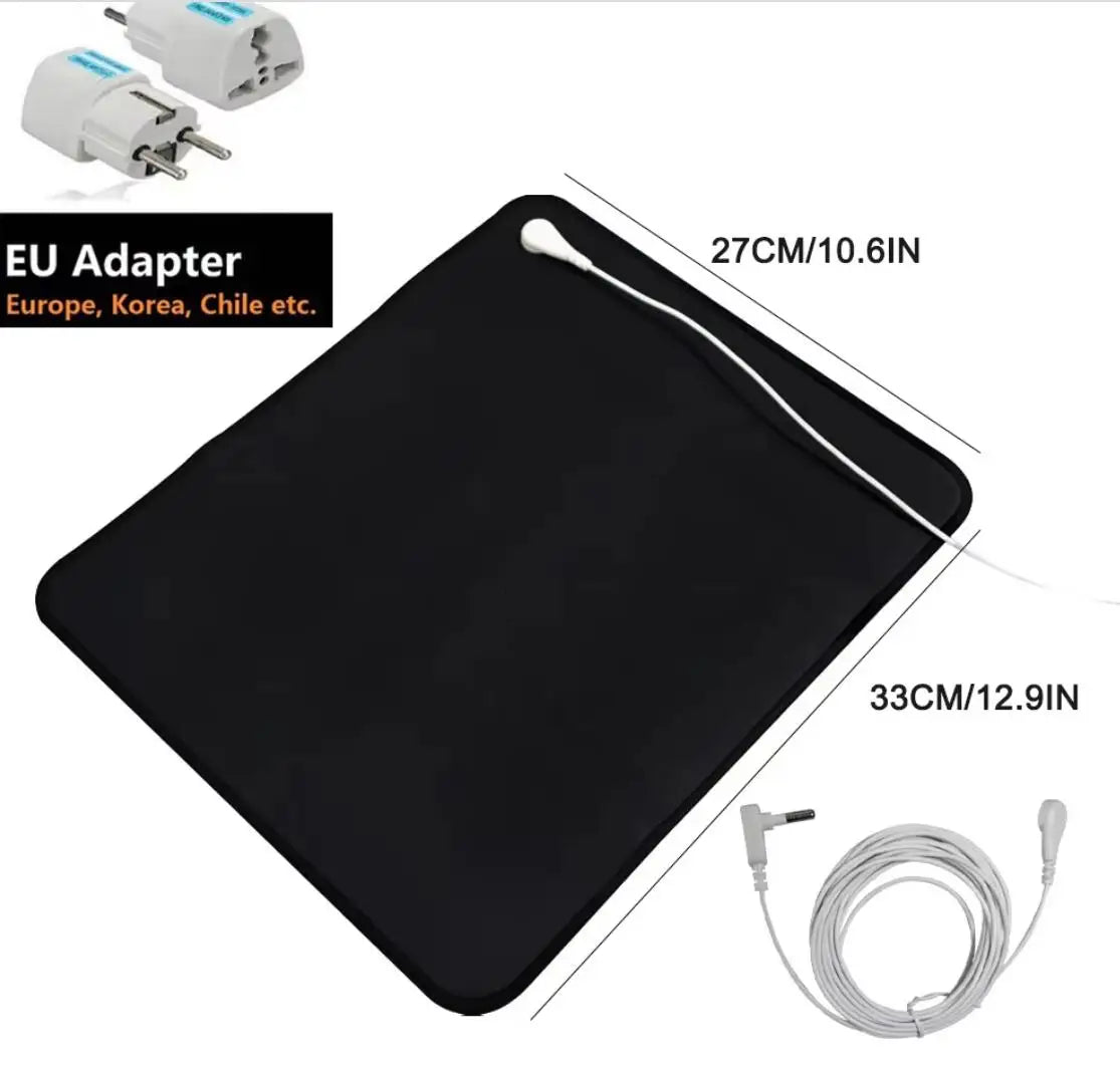 Grounding Mouse Pad Mat – Conductive Vegan Leather & 15ft Cord Earthing Grounding Mat Qst with EU apdater