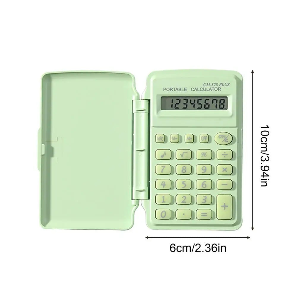Mini Pocket Calculator with Lid – Candy Color, 8-Digit LCD Pocket Calculator Qst Light Green