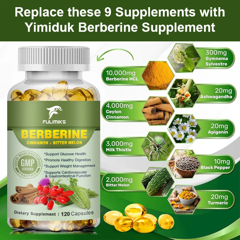 Berberine Complex Capsules – Blood Sugar & Heart Support Herbal Supplement Qst