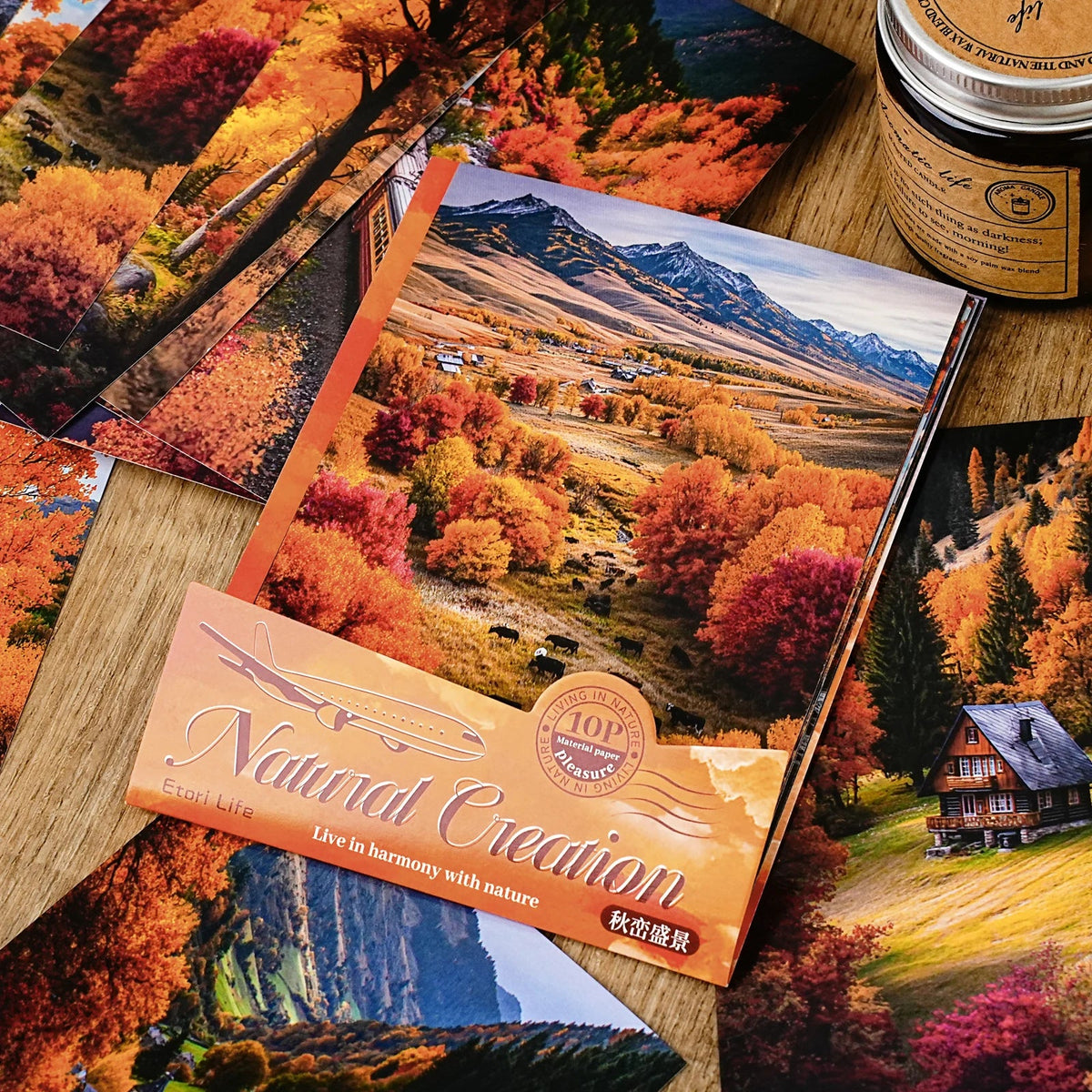 Landscape Theme Sticker Cards | Natural Creation Series, 6 Colors Decorative Sticker Cards Qme