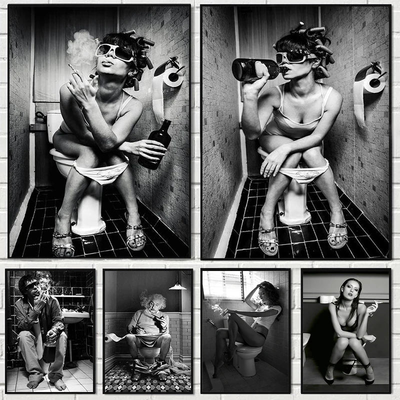 Vintage Black & White Woman Canvas Wall Art – Bar & Home Decor Canvas Wall Art Qst