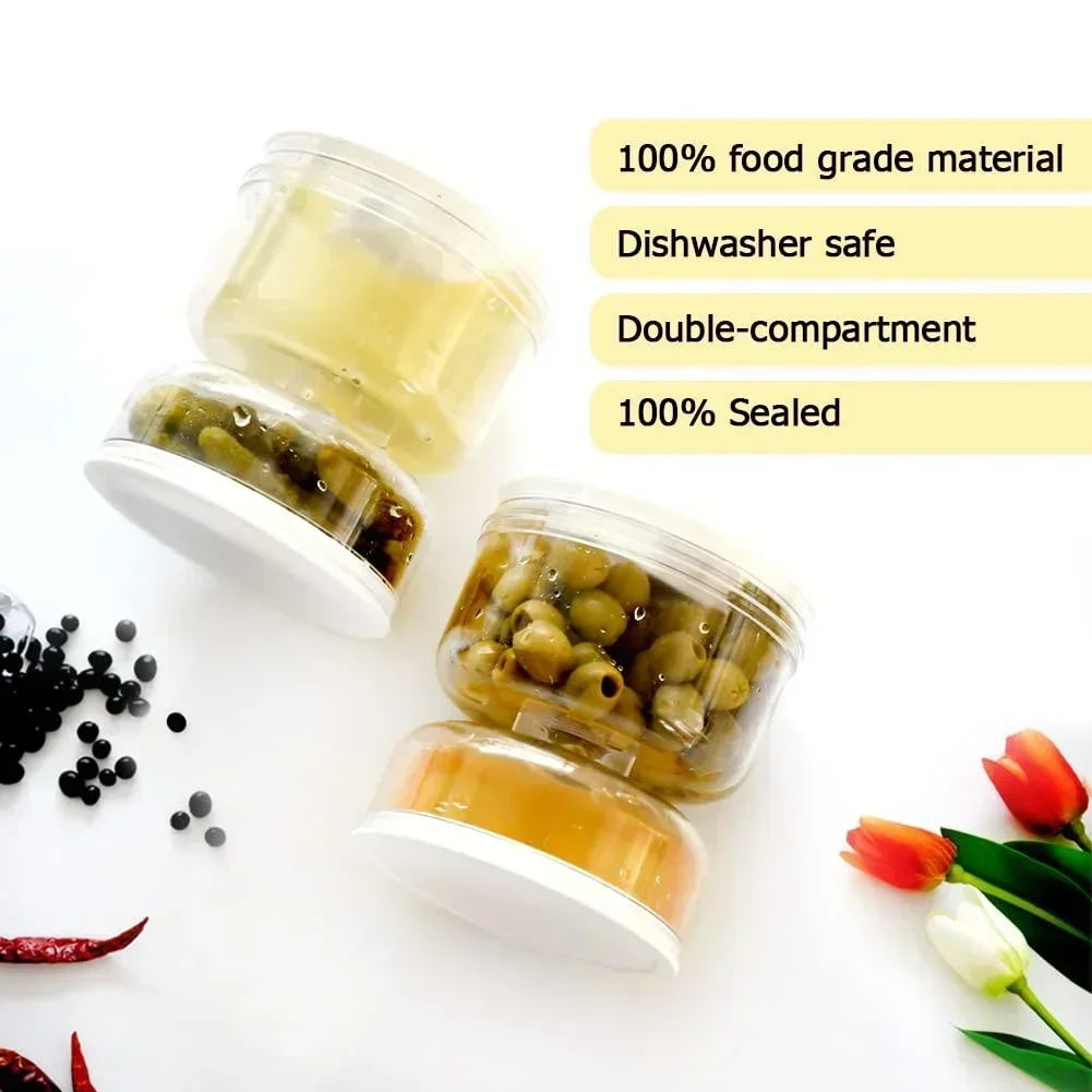 Pickle Jar Wet Dry Separation Flip Container with Strainer Food Storage Jar Qme