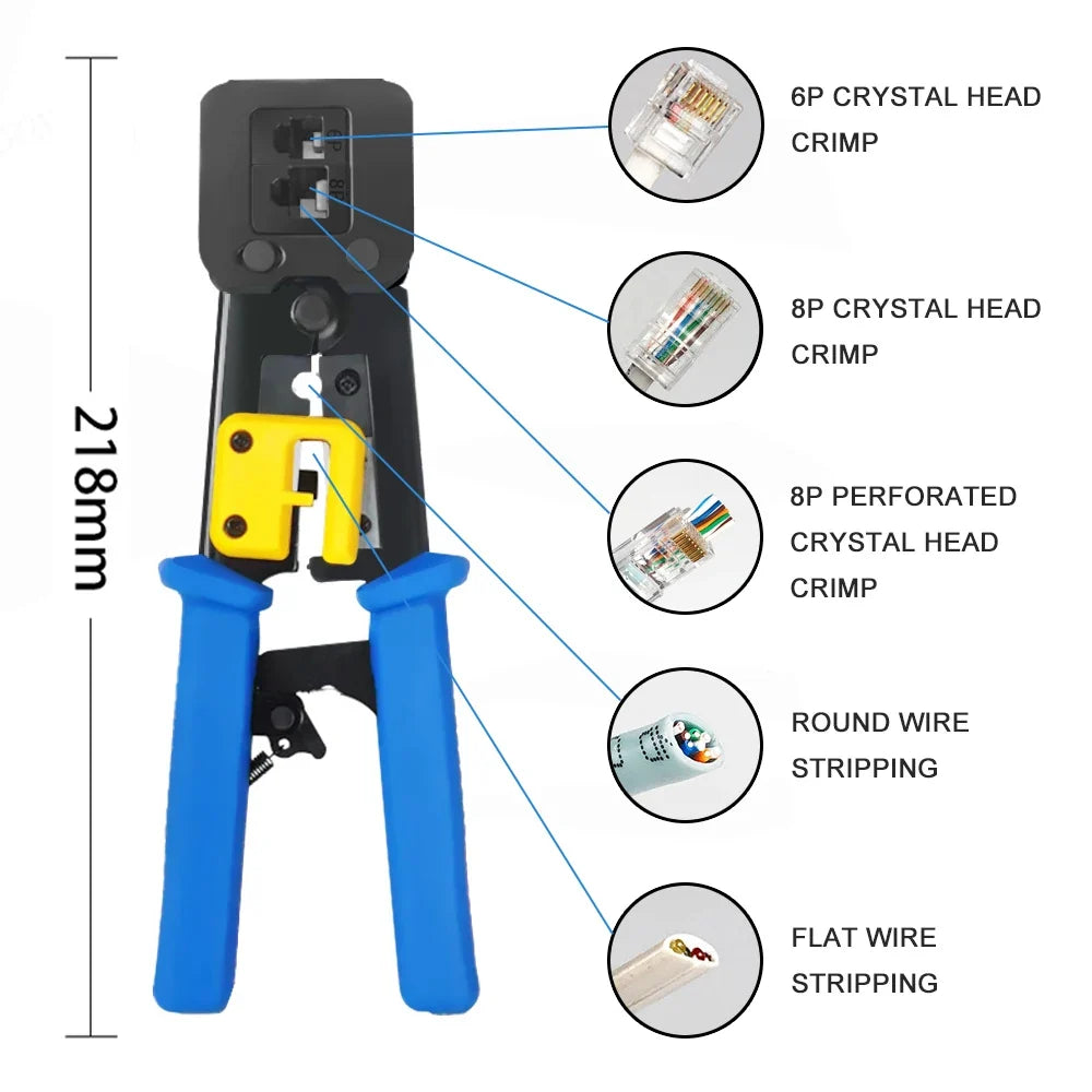 Network Cable Crimping Pliers Stripper & Tester – RJ45 RJ11 Cable Crimping Tool Kit Qme