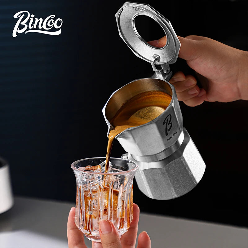 Bincoo Double Valve Moka Pot – 2-Cup Stovetop Espresso Maker Stovetop Espresso Maker Qst Beige