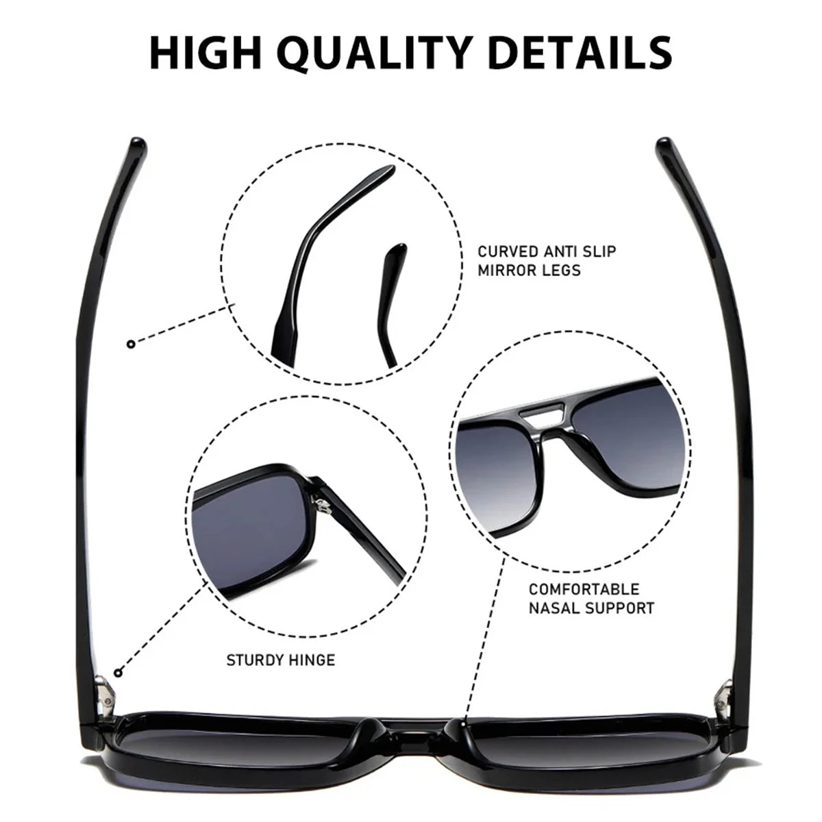 VOPHA Oversized Square Aviator Sunglasses UV400 Retro 70s Fashion Sunglasses Qst