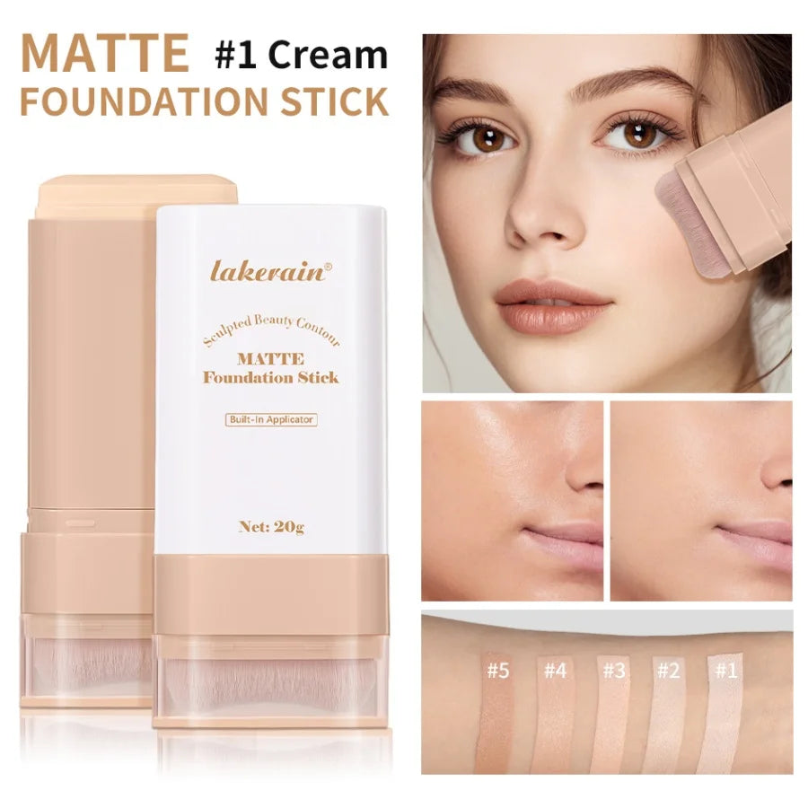 Double-Ended Foundation Cream Stick & Brush – Nude Coverage Foundation Cream Stick Qst