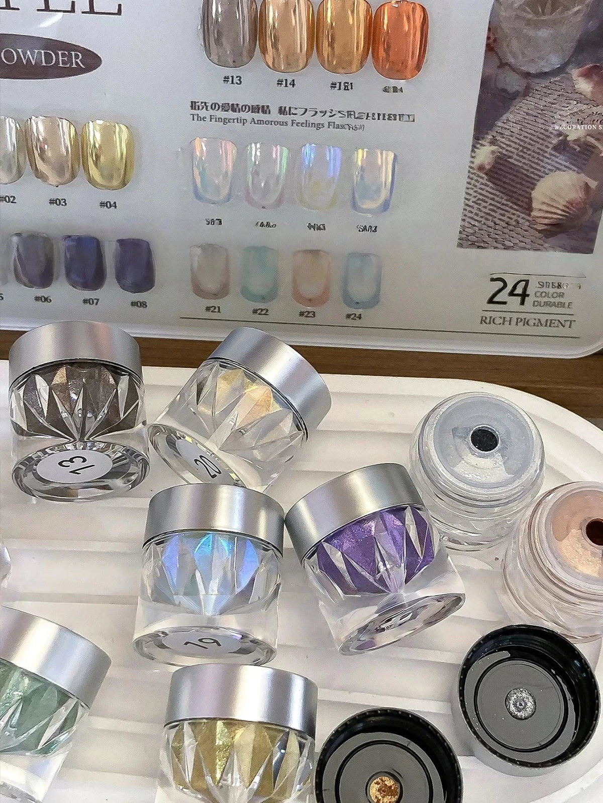 Mirror Magic Nail Art Powder Set with Storage Box – 24 Colors Nail Art Powder Set Qme