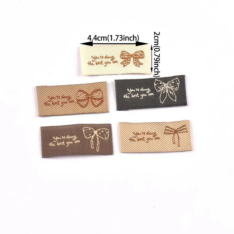 Knitted Bow Labels DIY Sewing 44x20mm – 30pcs | Qme Sewing Bow Labels Qme