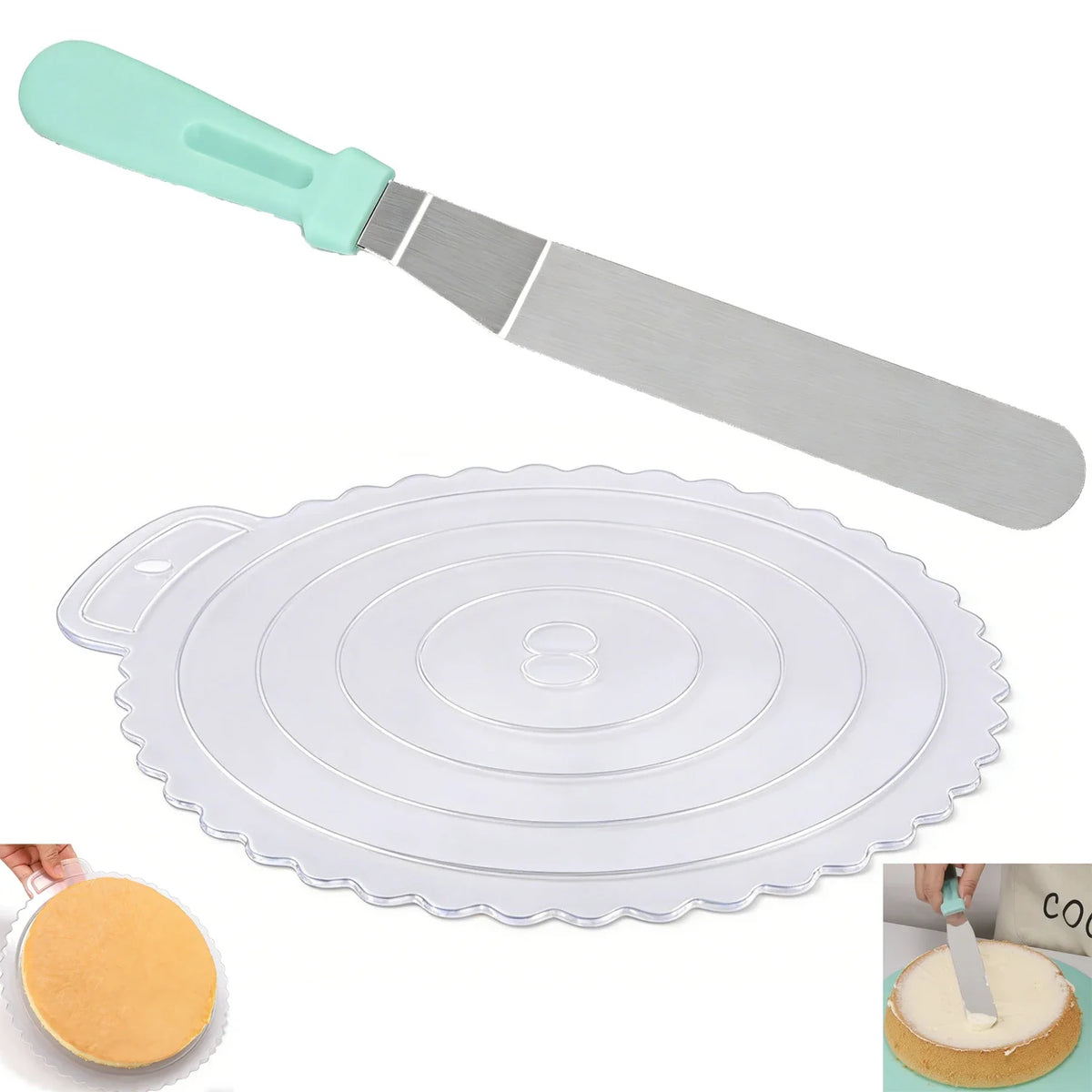 2-in-1 Icing Spatula & Circle Pastry Mat Cake Decorating Set Cake Decorating Set Qme