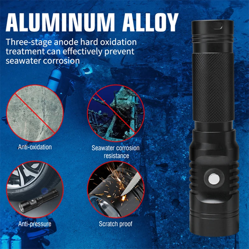 BORUiT S2 Diving Flashlight 1000LM IPX8 Waterproof LED Torch Diving Flashlight Qst