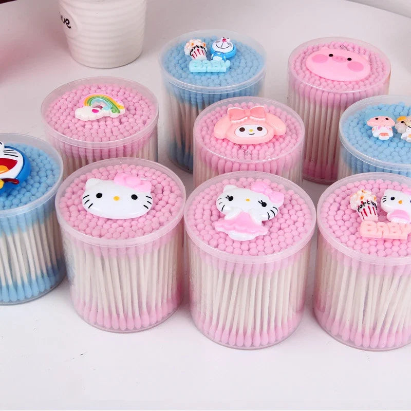Hello Kitty Double-Ended Spiral Cotton Swabs & Makeup Remover Cotton Swabs Qme