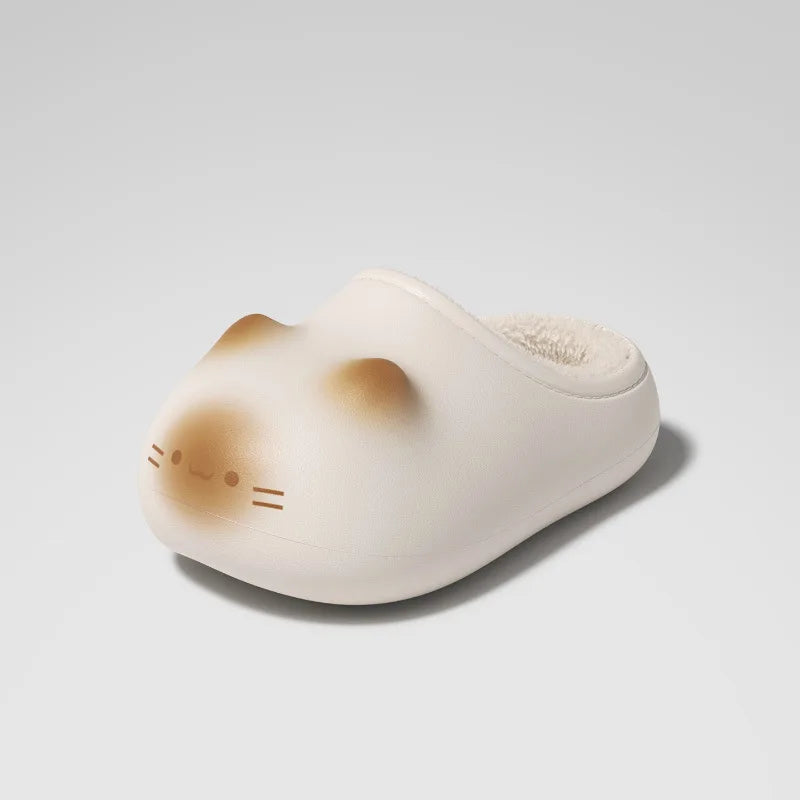 Women's Waterproof Cat Fur Clogs – EVA Garden Slippers Fur Slip-On Clogs Qst Beige A-slides 40-41