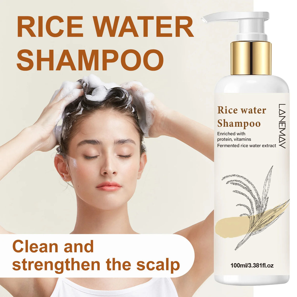 Lanemay Rice Water Shampoo – Hydrating & Softening 100ml Rice Water Shampoo Qst