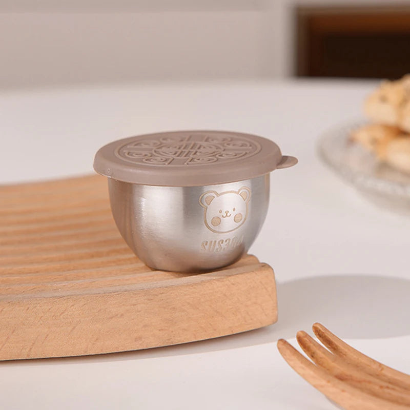 Stainless Steel Dipping Sauce Cup with Lid | BBQ Condiment Bowl Condiment Dipping Cup Qst Khaki