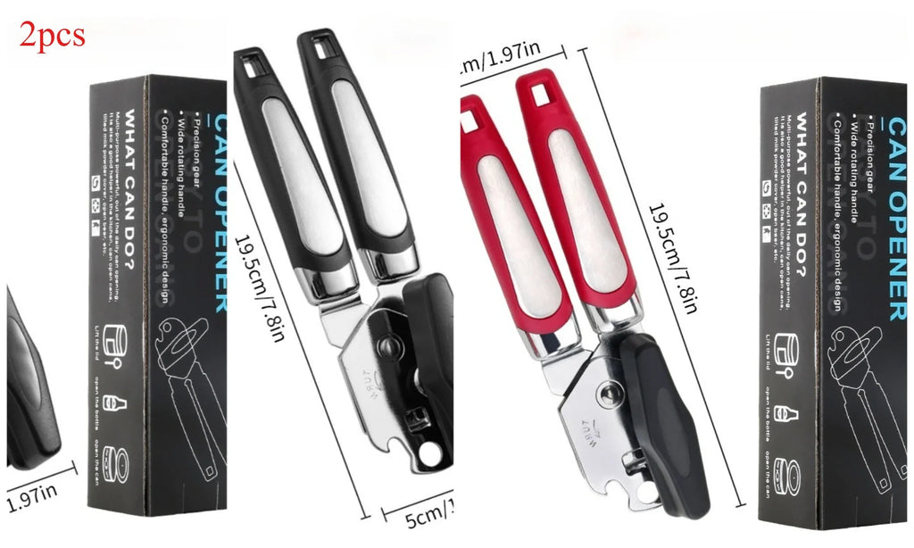 3-in-1 Stainless Steel Manual Can & Bottle Opener Tool Can & Bottle Opener Qme CO-06Blk-1pc
