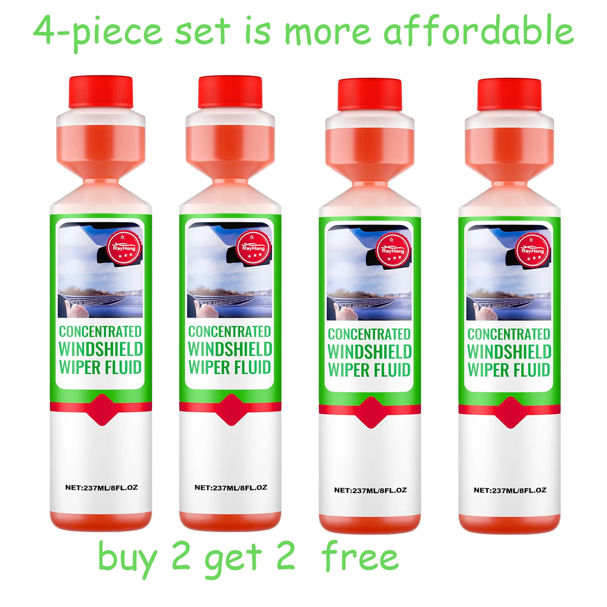Rayhong Windshield Wiper Fluid Concentrate 237ml | Clear View Wiper Fluid Concentrate Qst 4pcs