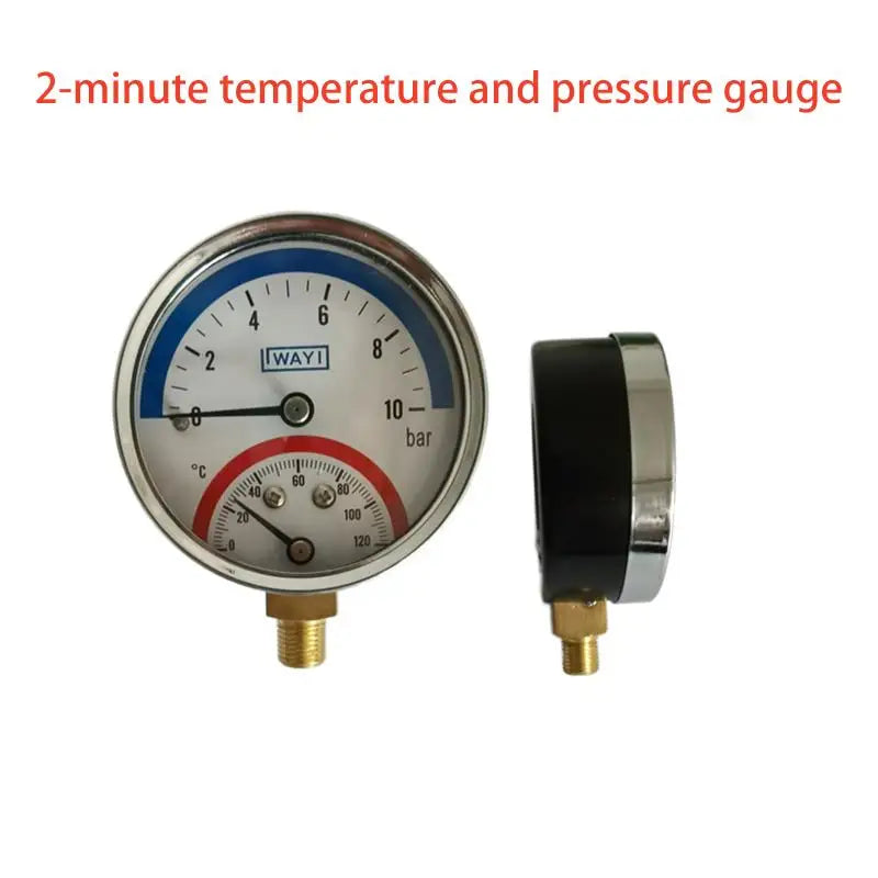 2-in-1 Pressure & Temperature Gauge | 10 Bar, 0–120°C Pressure Temperature Gauge Qme A1