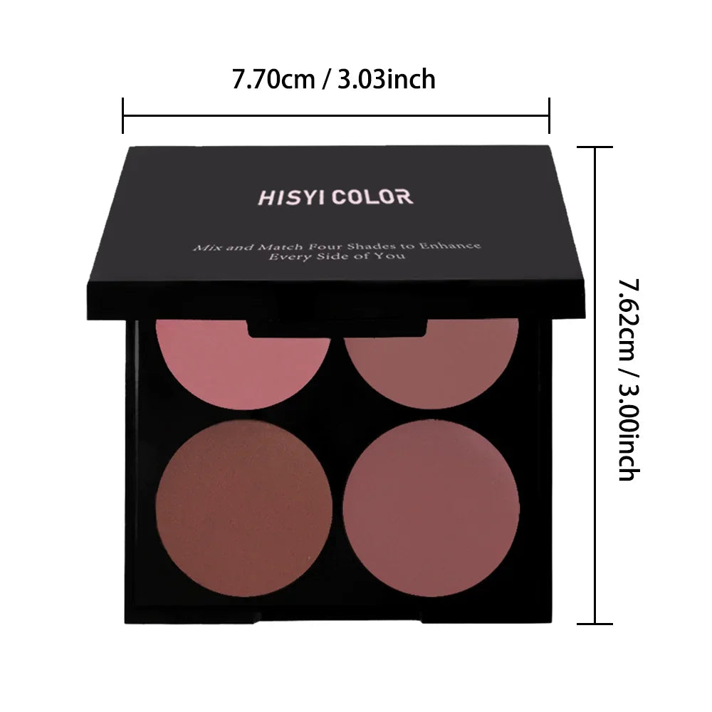 Qme Matte Powder Blush Palette – 4 Vibrant Long-Lasting Shades Powder Blush Palette Qme