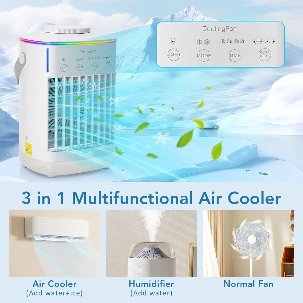 Portable Evaporative Air Cooler Fan 700ml 4-Speed USB-C Evaporative Cooling Fan Qst