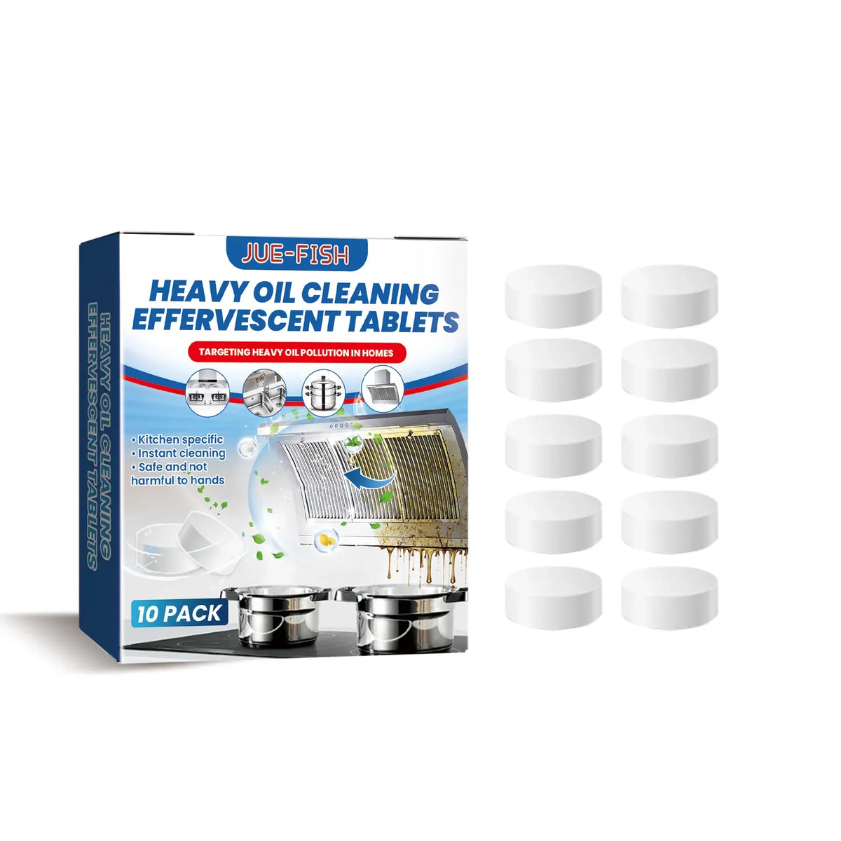 Kitchen Grease Cleaning Tablets – Stove, Oven & Hood Degreaser Kitchen Degreaser Tablets Qme 10pack 1boxed