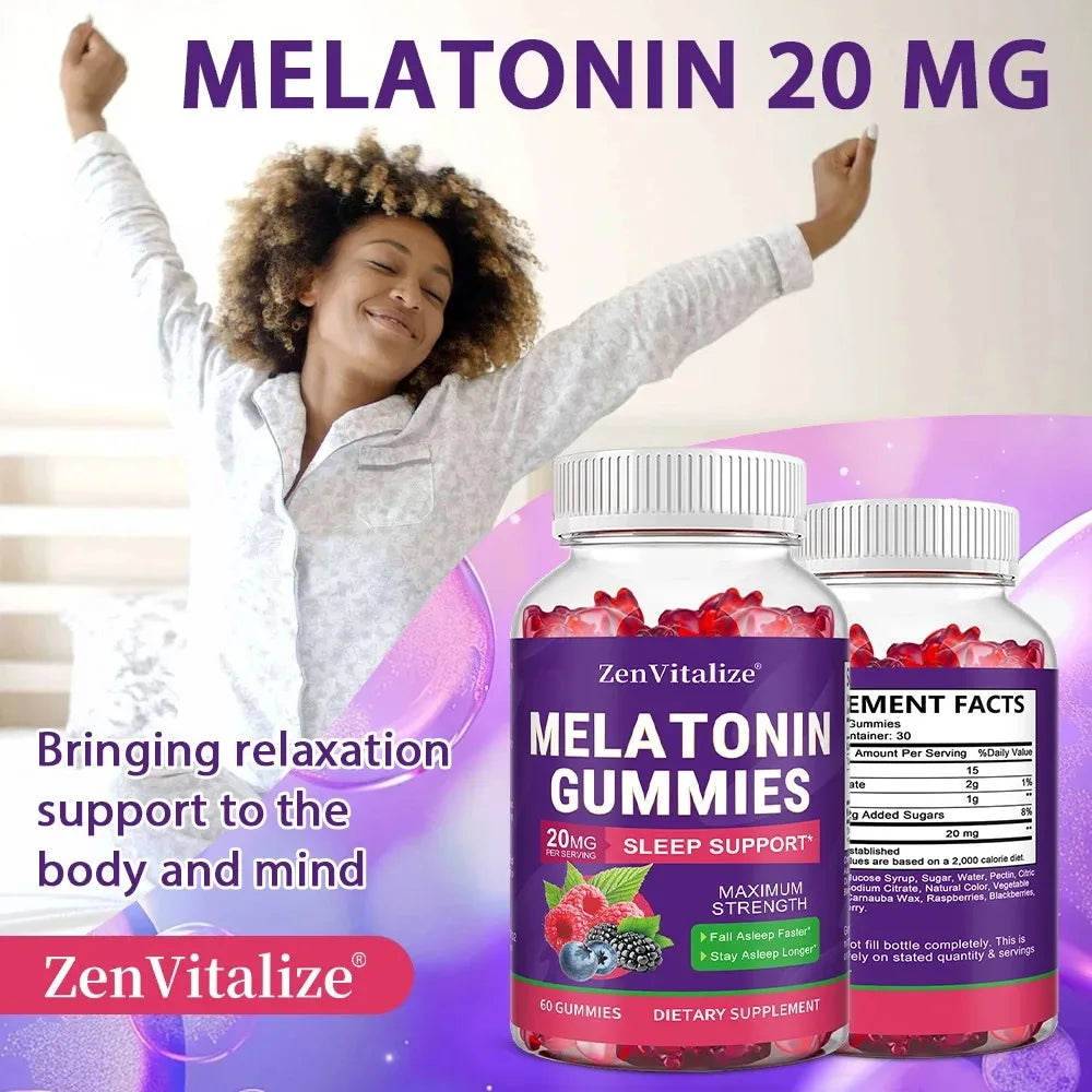 ZENVITALIZE Melatonin Gummies – Adult Sleep Support 60ct Melatonin Supplement Qst