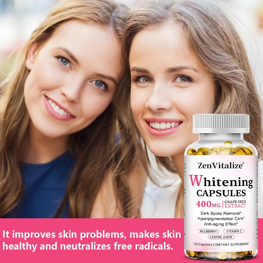 Whitening Capsules – Vitamin C, E & Grape Seed Extract | Bcuelov Whitening Supplement Qst
