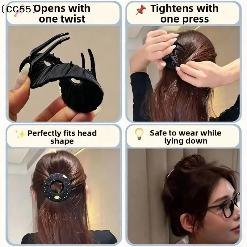 Polka Dot Flat Pancake Hair Claw Clip – Non-Slip & Soft Padded Hair Claw Clip Qst