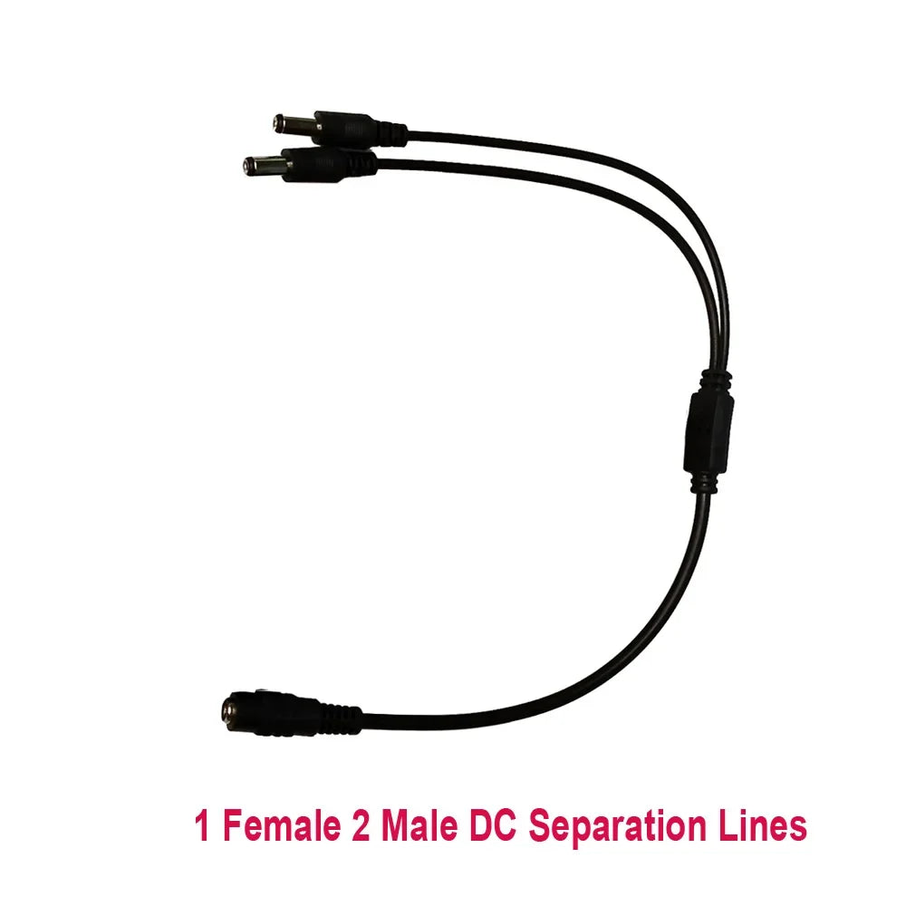 DC Power Y Splitter 5.5mm×2.1mm Female to Dual 2.4mm Male Adapter DC Power Splitter Qme 1 Female 2 male