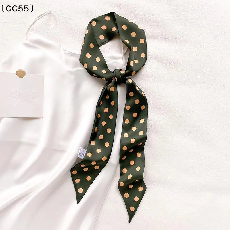 Women's Polka Dot Narrow Long Scarf – Ribbon, Headband & Bag Tie Narrow Long Scarf Qst