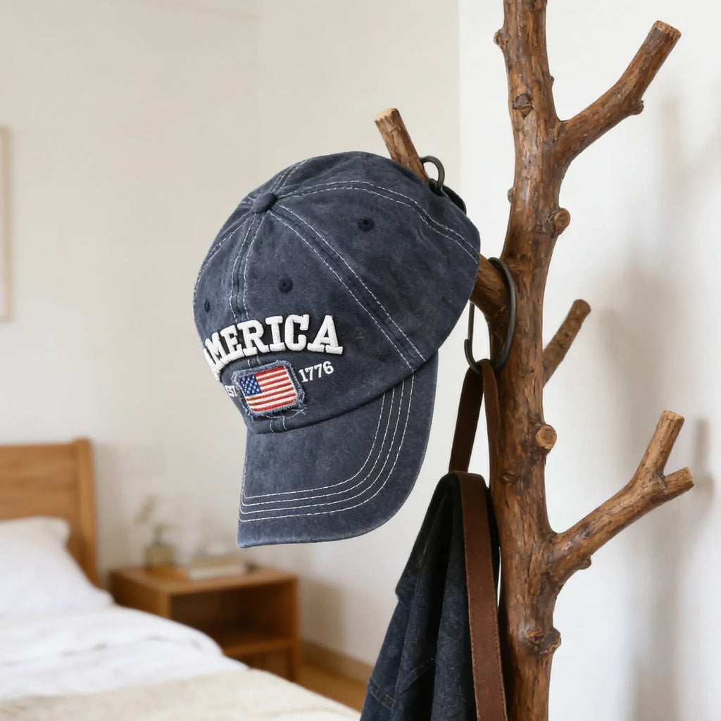 Embroidered American Flag Baseball Cap – Unisex Patriotic Hat Patriotic Baseball Cap Qme