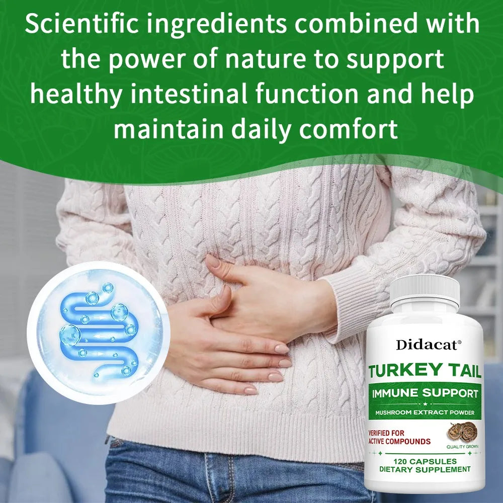 Turkey Tail Mushroom Supplement – Vegan, Non-GMO, 120 Caps Mushroom Supplement Qst