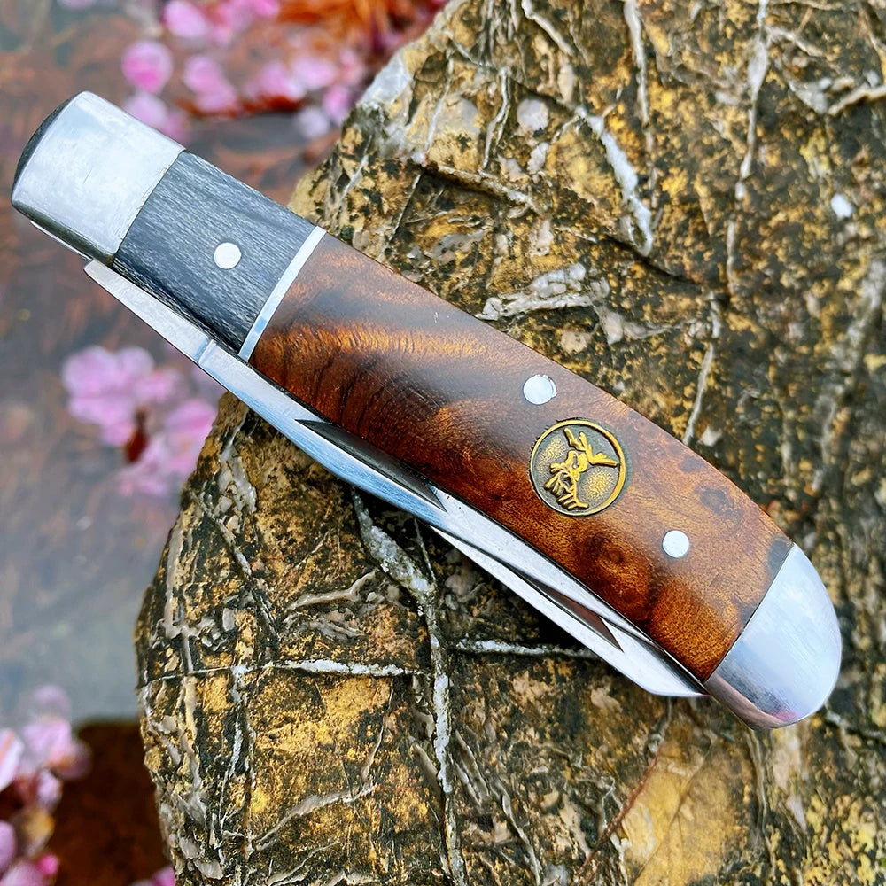 Watchman BK007 Trapper Slip Joint Folding Knife – Bone Handle Folding Pocket Knife Qst green