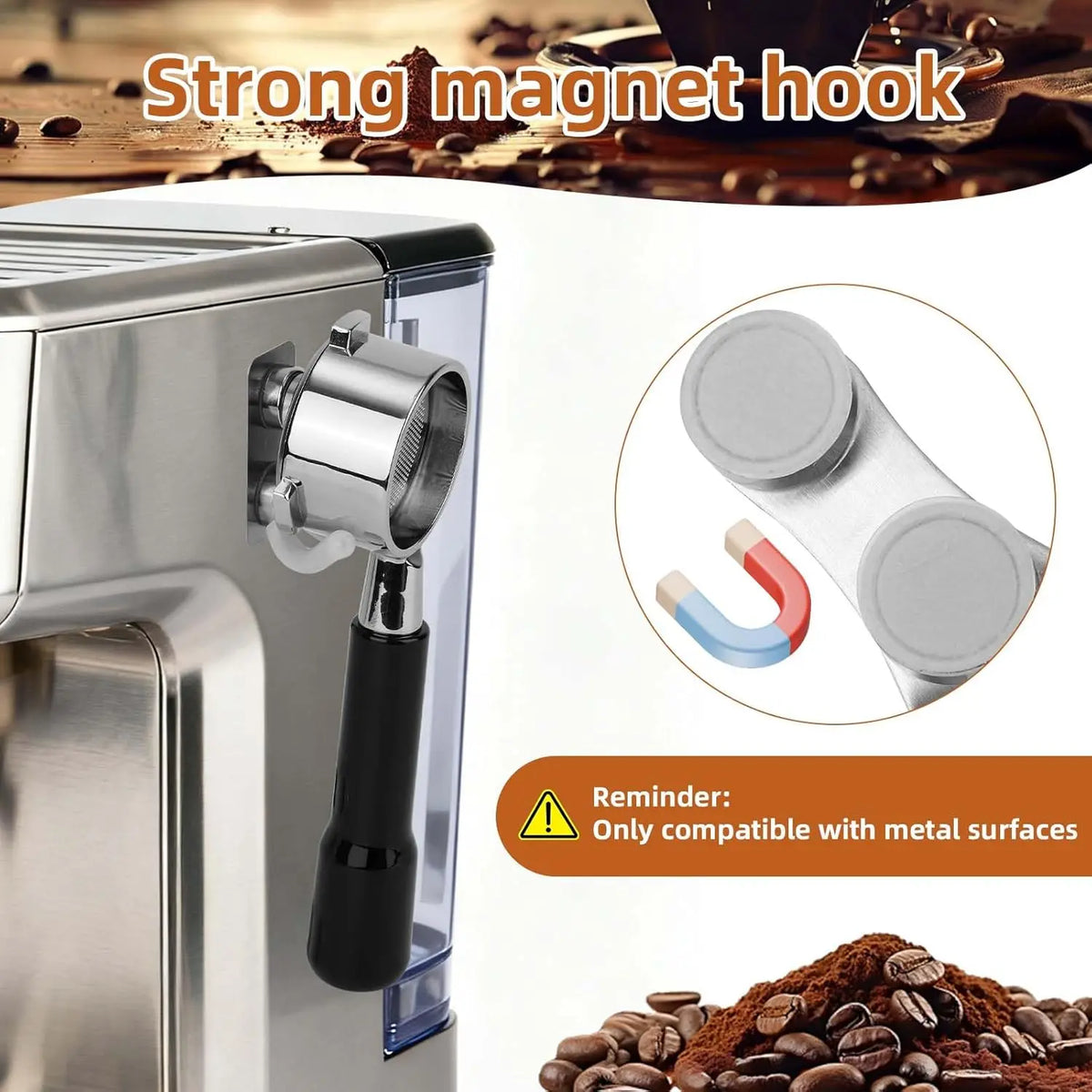 Magnetic Coffee Tamper & Portafilter Holder – Stainless Steel Espresso Tamper Holder Qme
