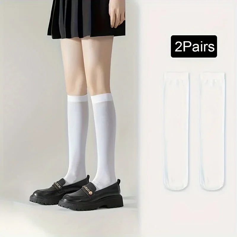Women's JK Calf Knee Socks – Non-Slip Slimming Black & White Calf Knee Socks Qme