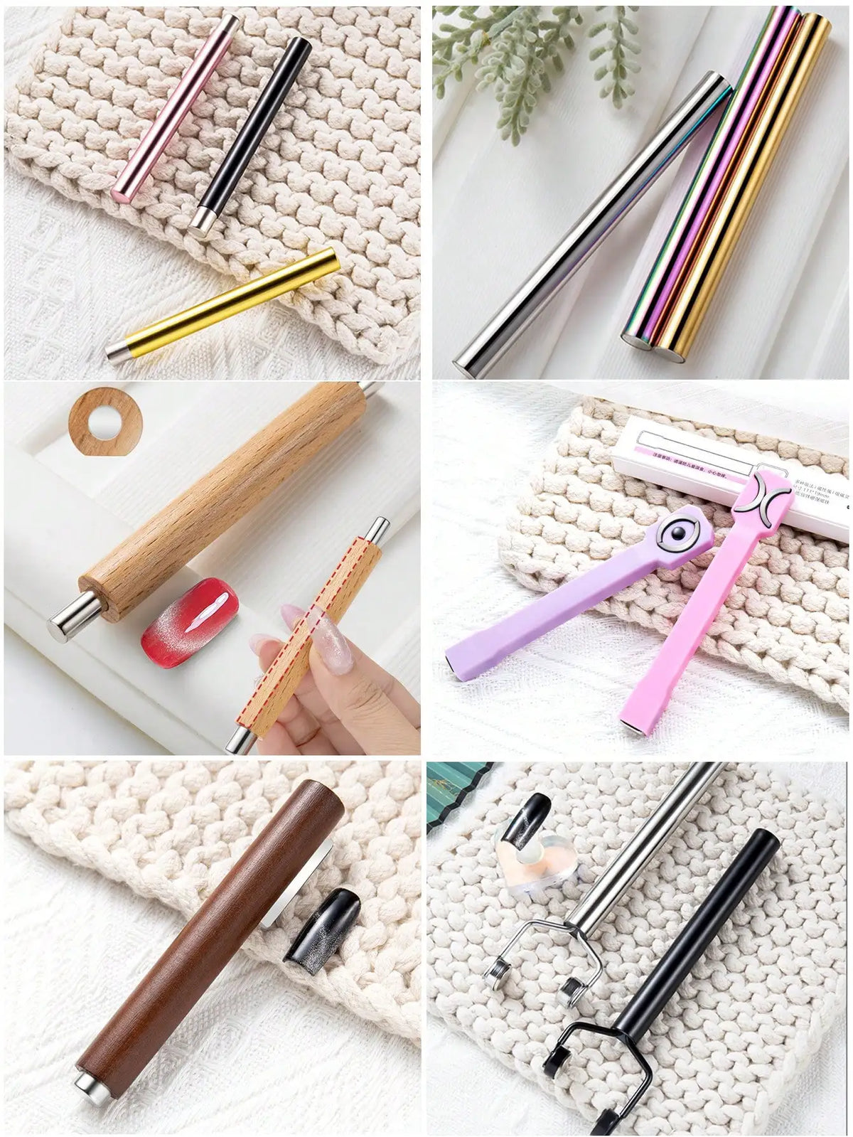 Qme 5-in-1 Cat Eye Nail Art Magnet Cross Tool | DIY Manicure Nail Art Magnet Tool Qme
