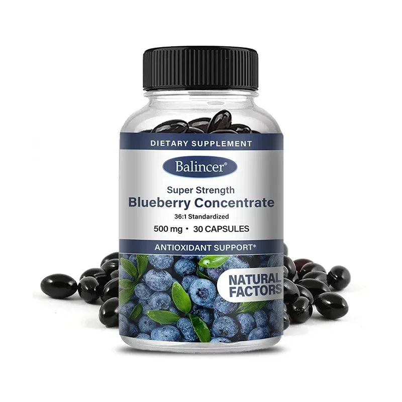 Blueberry Concentrate 500mg Softgels – Vision & Antioxidant Support Dietary Supplement Qst 30 count-1 bottle