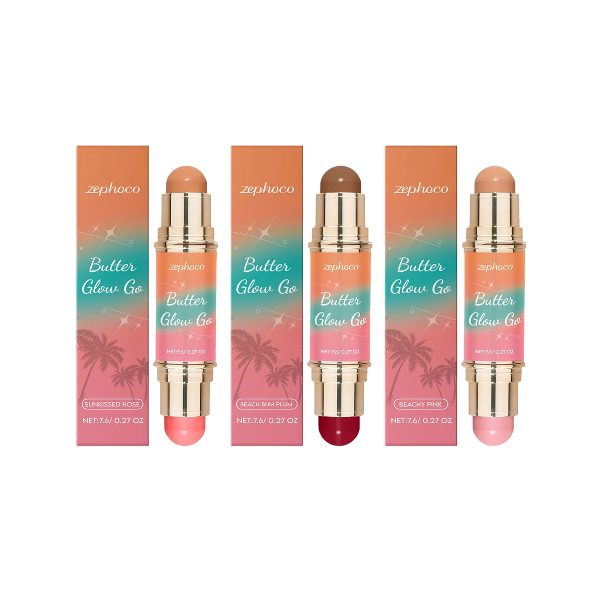Zephoco Dual-Ended Contour & Blush Stick – Soft Matte Finish Contour Blush Stick Qst 1set