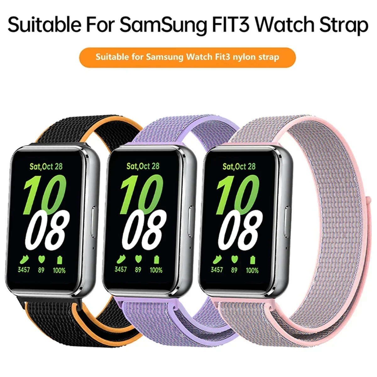 Nylon Loop Strap for Samsung Galaxy Fit 3 | Adjustable Band Smartwatch Band Qme