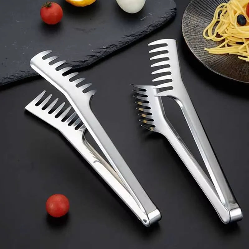 9-Inch Stainless Steel Spaghetti Tongs – Noodle Pasta Clip Kitchen Tongs Qst