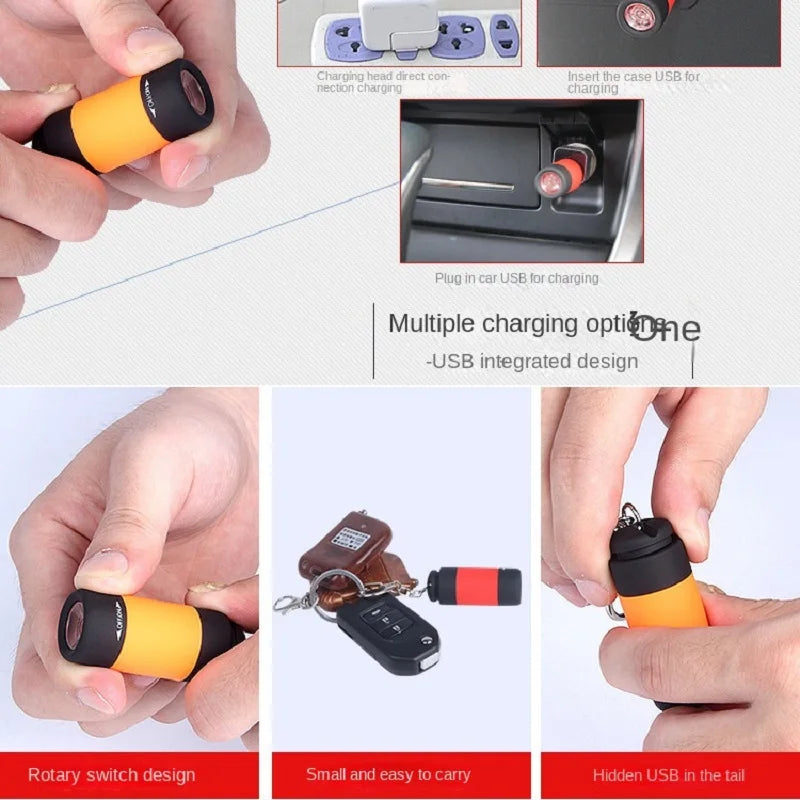 LED Micro Keychain Flashlight – USB Rechargeable, Pocket Size Keychain Flashlight Qme