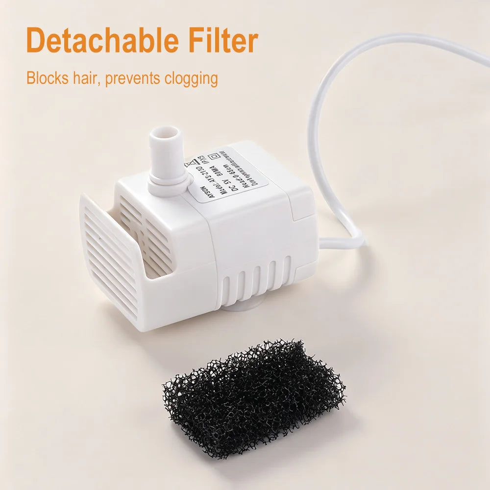 USB DC 5V Submersible Mini Pump – Pet Fountain LED Sensor Pet Fountain Pump Qst