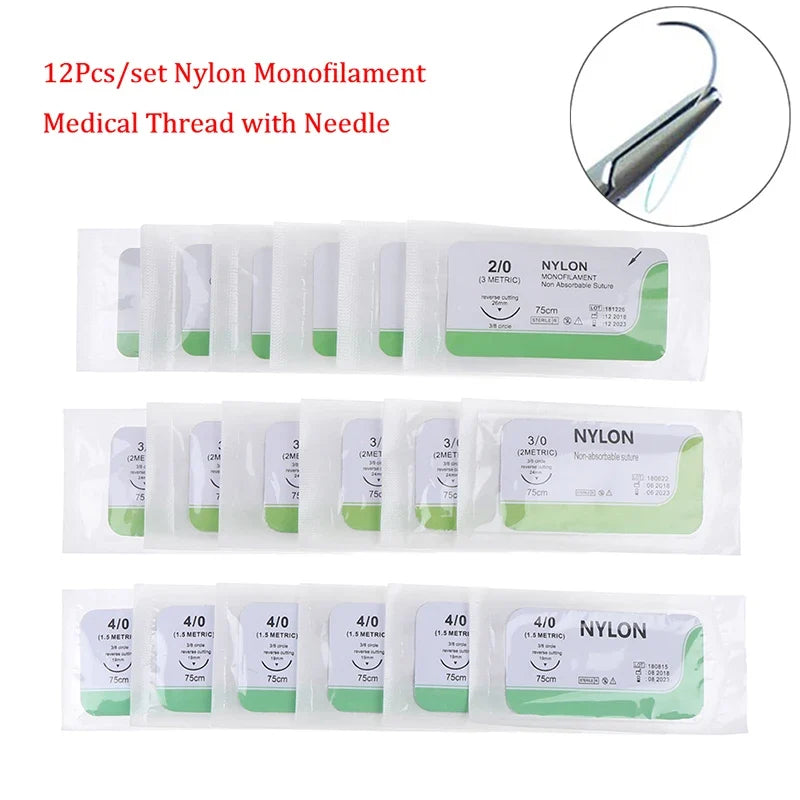 Nylon Suture Practice Kit Sizes 2-0 3-0 4-0 with Sterile Needles Suture Practice Kit Qme