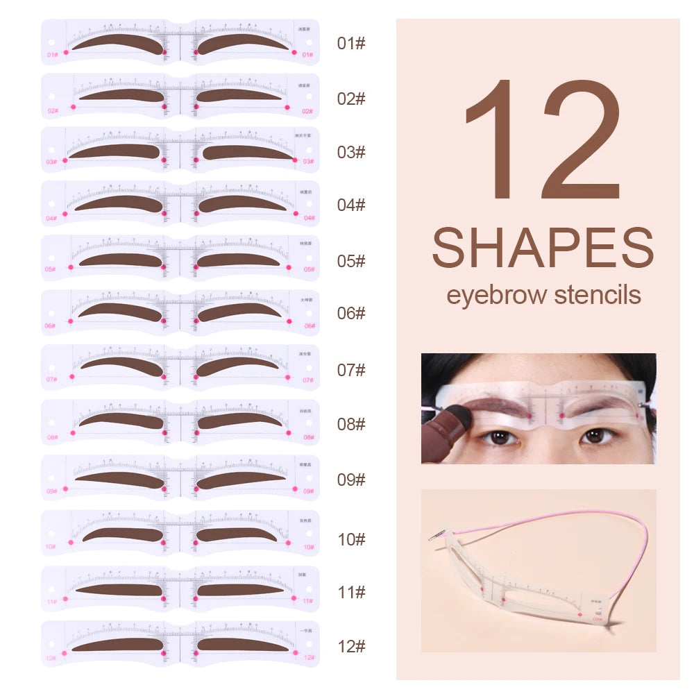 Eyebrow Stamp & Stencil Kit – Waterproof Brow Powder Set Eyebrow Stamp Kit Qst