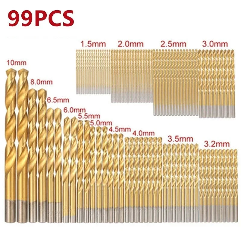 99-Piece HSS Metric Drill Bit Set – Metal, Wood & Plastic Metric Drill Bit Set Qme A