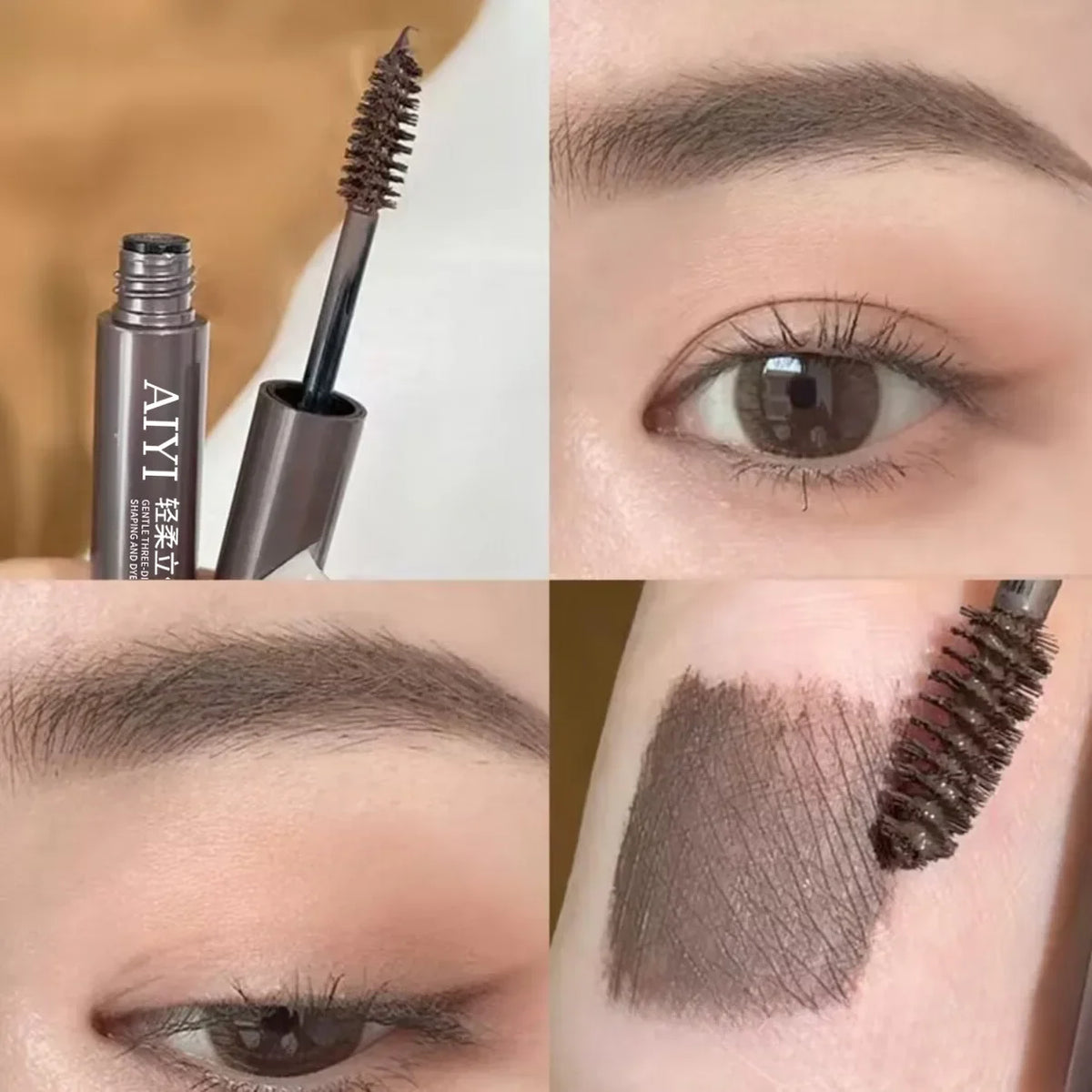 AIYI 3D Volumizing Waterproof Brow Mascara – Long Lasting Eyebrow Mascara Qme 01 Dark brown