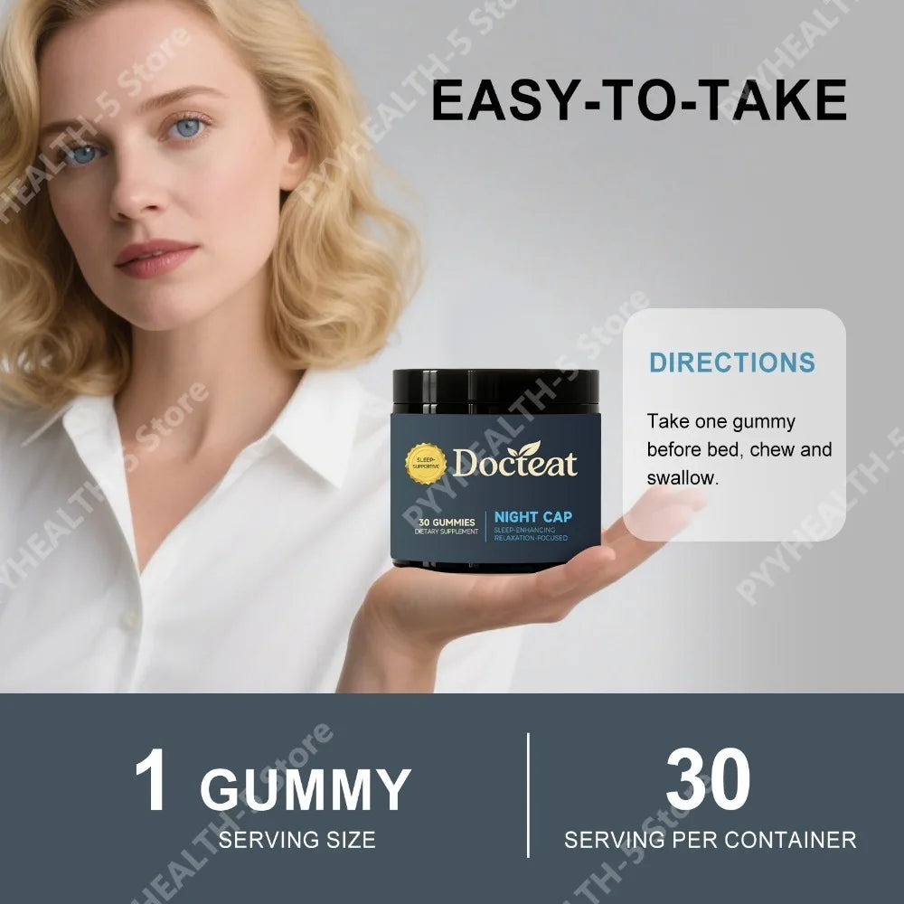 Docteat Sleep Gummies 30ct – Magnesium, GABA & Chamomile Sleep Support Gummies Qst
