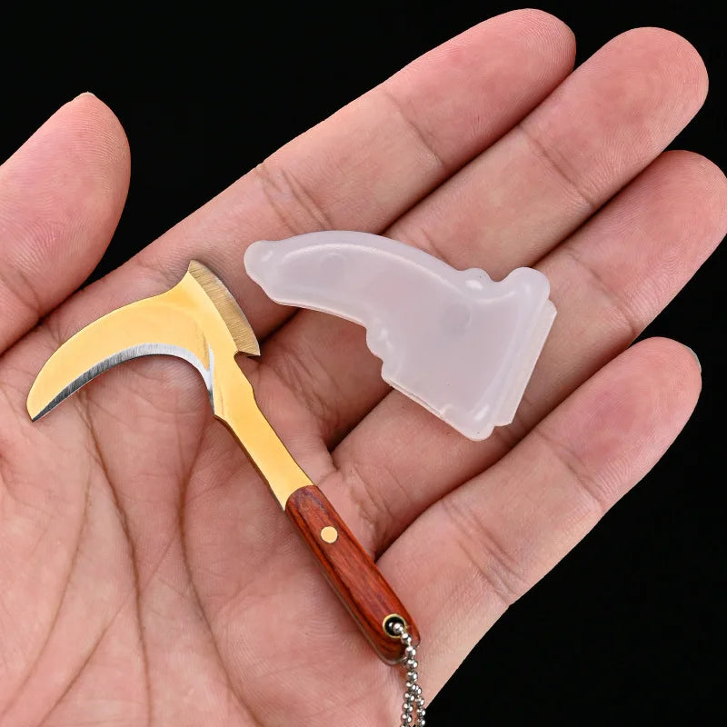 Mini Titanium Keychain Axe – EDC Camping Survival Tool | Swayboo Mini EDC Axe Qst Gold Rubber Sleeve